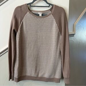 J. Crew Tan & White Sweater. Medium.